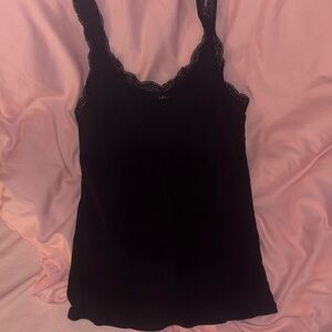 Elegant Black Lace Trim Women's Top